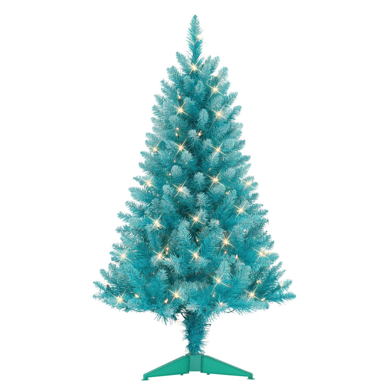 CC Christmas Decor Pre-lit Medium Teal Blue Artificial Pine Christmas Tree - 4' - Clear Lights